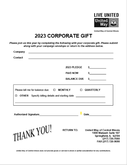 Corporate Pledge Form Screenshot