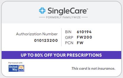 SingleCare sample card